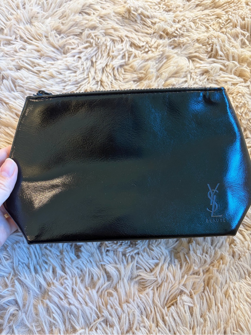 NEW YSL Black Patent Makeup Cosmetic Bag Pouch
